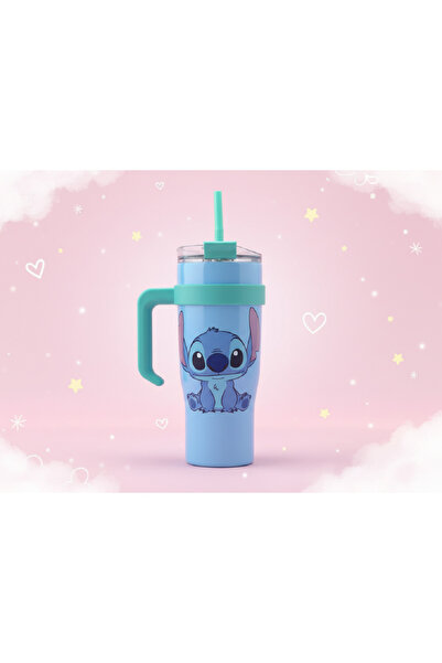 hediyeconcepti كوب ترمس ستيتش تيمالد تيميز بسعة بمقبض 1200 مل مع مصاصة وحامل ...