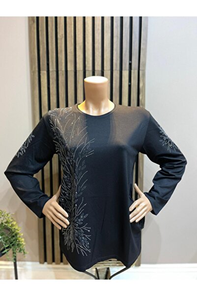 AKMAVİ Women's Combed Cotton Blouse for Middle Ages and Above with Viscose Sp...