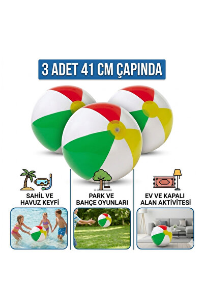 Genel Markalar 3 Adet Şişme Deniz Topu 41 cm - Beach and Pool Ball