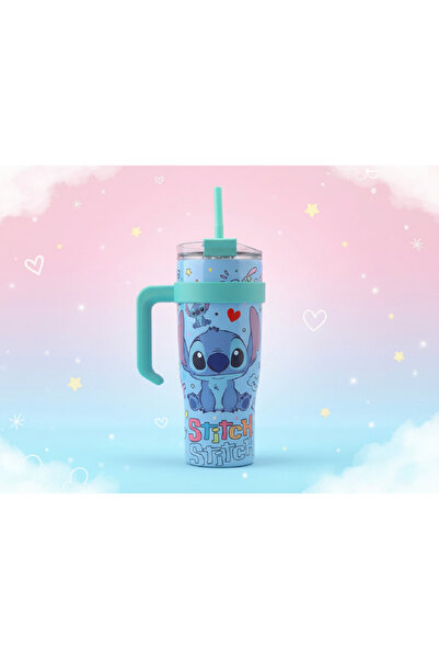 hediyeconcepti كوب ترمس ستيتش تيمالد تيميز بسعة بمقبض 1200 مل مع مصاصة وحامل ...