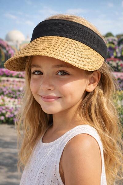 FELLMENS Pălărie pentru fete cu vizor din paie bej 10-18 ani