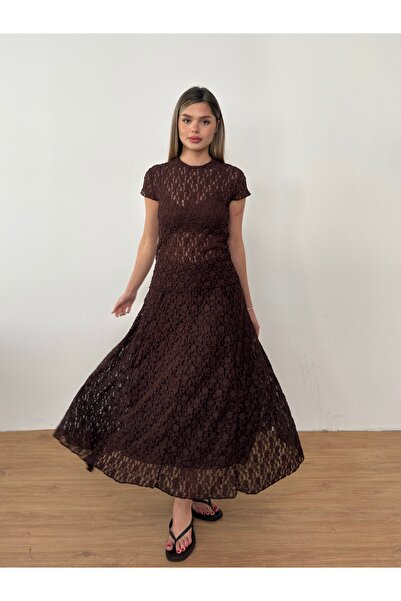 BY SE'MAS WEAR Lace Patterned Modern Set - Lined Skirts and Sheer Tops