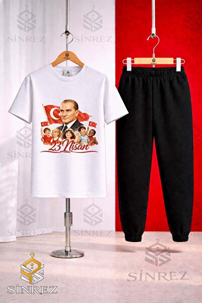 SİNREZ Set de trening cu tricou imprimat pentru copii ATA VE COKLU COCUK 23 N...