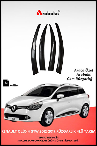 Arabaks Renault Clio 4 STW 2012-2019 Cam Rüzgarlığı 4'lü Takım (MUGEN TİP, DA...
