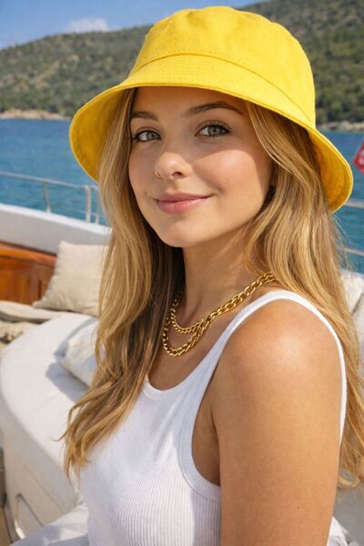 FELLMENS Yellow Cotton Bucket Women's Hat