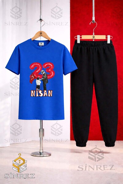 SİNREZ Children's Ata Cocuk 23 April Printed T-Shirt Sweatpants Set