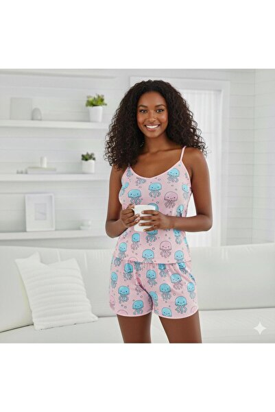 PEMBİŞ HOMEWEAR طقم شورت بحمالات من جيلي فيش