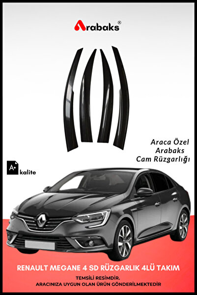 Arabaks Renault Megane 4 SD Cam Rüzgarlığı 4'lü Takım (MUGEN TİP, DAYANIKLI M...