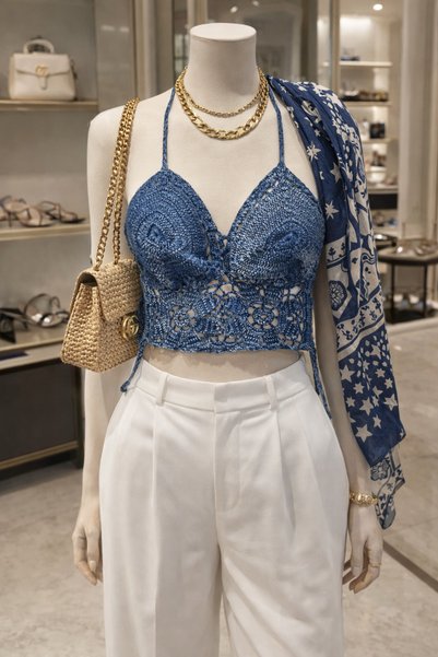 Lavin's Blue Denim Crochet Bralet
