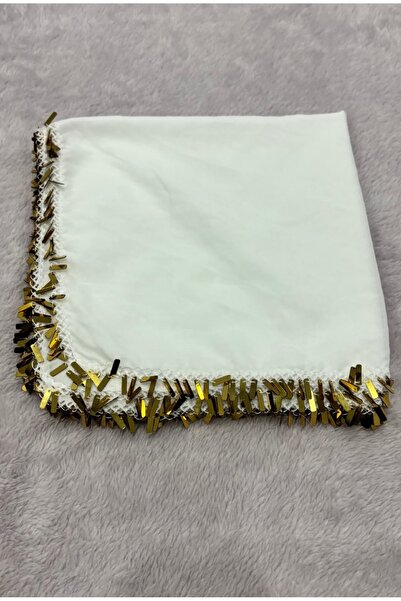 Muensu Beyaz Pullu El İşi 4 Kenarı Yapılı Çeyizlik Yazma, El Yapımı Baget Pul...