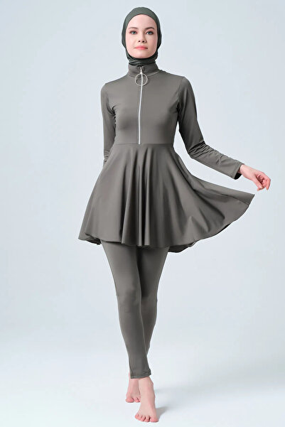 ALFASA Women's Hijab Swimsuit Patterned Zippered 5-Piece Hijab Swimsuit Set