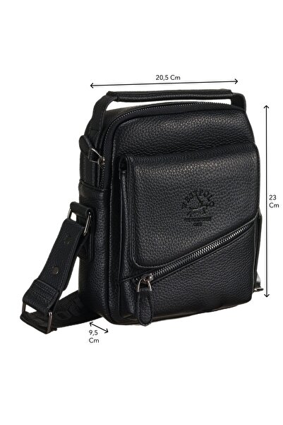 Westpolo Vegan Deri Fonksiyonel Bölmeli Erkek Omuz Çantası - Siyah
