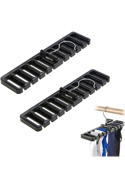 Arabest 2Pcs Belt Storage Rack,Black Tie Rack Hanger for Closet,Tie Hanger Or...