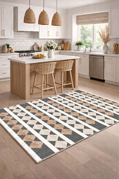 CENTER AVM Renkli Halı Mutfak Halısı Makinede Yıkanabilir Halı Kaymaz Taban Halı