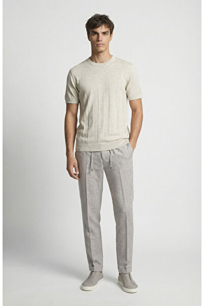 Network Vizon Mikro Desenli Keten Karışım Jogger Pantolon