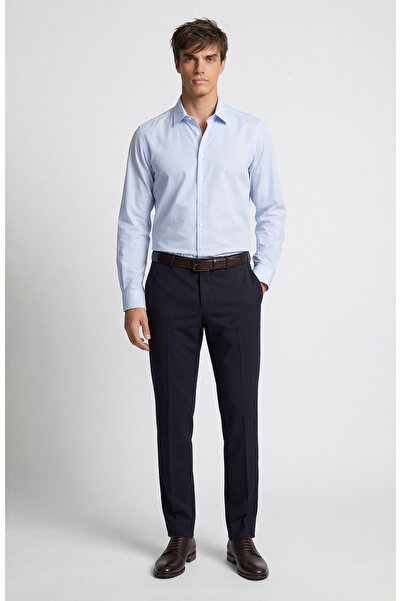 Network Non-Iron Mavi Beyaz Çizgili Gömlek