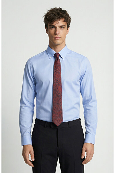 Network Mavi Non-Iron Oxford Gömlek