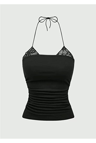 Köstebek Degaje Yaka Lace Stylish Blouse with Detailed Straps