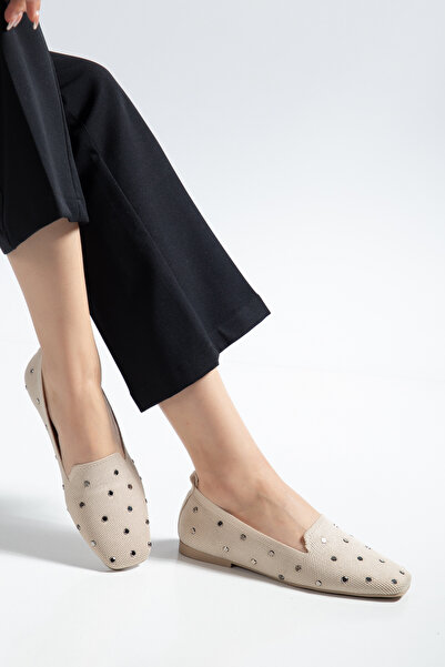 SU PERİSİ حذاء مسطح ملابس تريكو نسائية مريحة للاستخدام اليومي مزينة بالأحجار ...