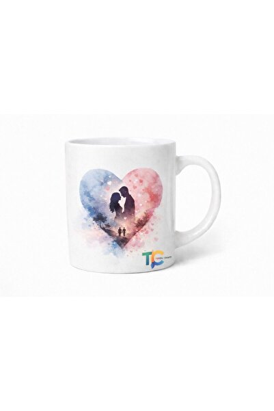 TONEL CRAFT Personalized couple mug with artistic heart, ceramic 330 ml