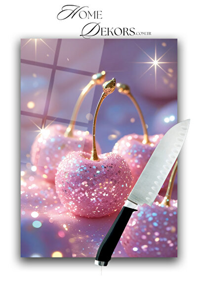 home dekors Luxury Sparkling Pink Cherry Patterned Decorative Glass Cutting B...
