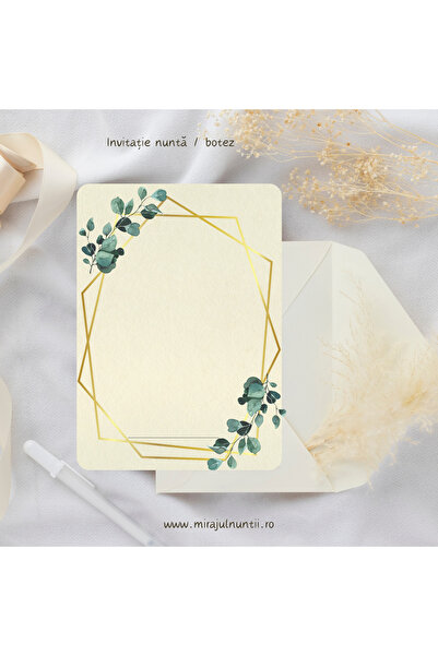 Proprie Invitație de nuntă „C.12Crem (Necompletată) - Plic Crem inclus” Set 5...