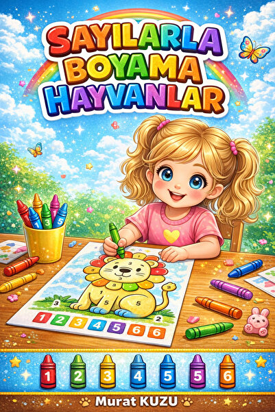 Enine Boyuna Eğitim 🐾   الرسم بالأرقام - الحيوانات (كتاب تلوين الحيوانات)