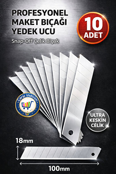 nistabolje 10 Adet Yedek Uç Maket Bıçak Ucu Falçata Maket Bıçağı Yedeği