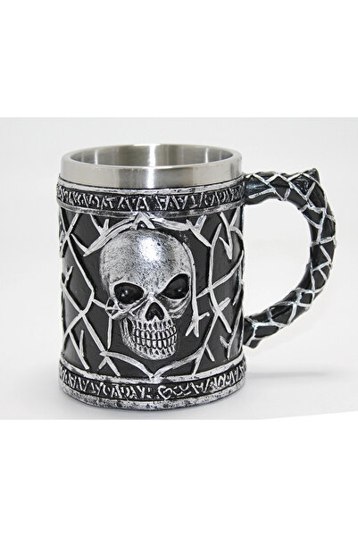 CT STONES Gothic Skull 3D Embossed Stainless Steel Mug Cup