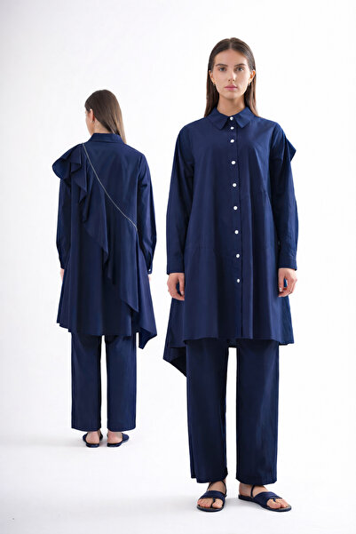 Ceremony Arkası Zip Detail Paper Touch Tunic 116 Navy Blue