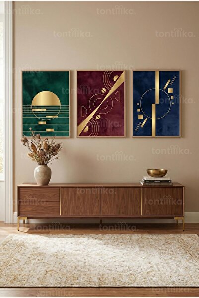 Tontilika Σετ ζωγραφικής Art Deco με γεωμετρικό ξύλινο πλαίσιο 3 τεμαχίων με ...