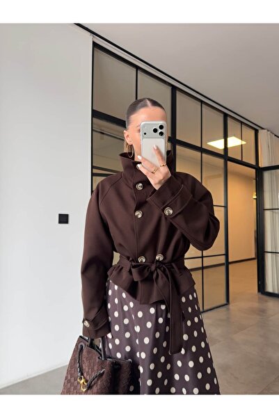 BB Bensu Buyruk Stand Collar K Belt İ Short Trench Coat Brown