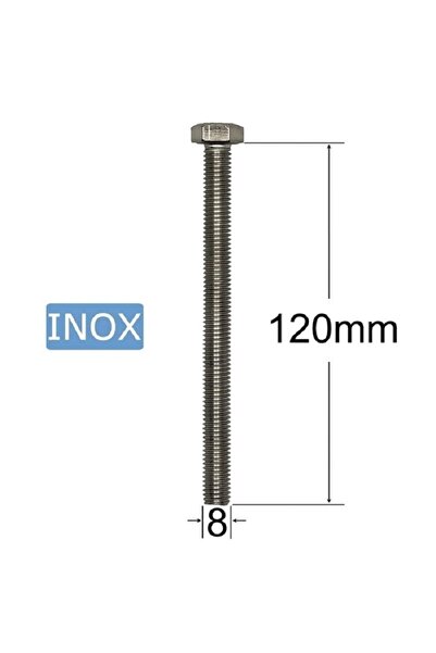 inox Surub M8x120mm Cap Hexagonal - 25buc/cutie