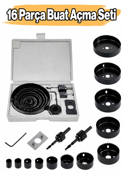 Badem10 Profesyonel 16 Parça Buat Açma Seti Kılavuz Pafta Duvar Ahşap Vida Di...