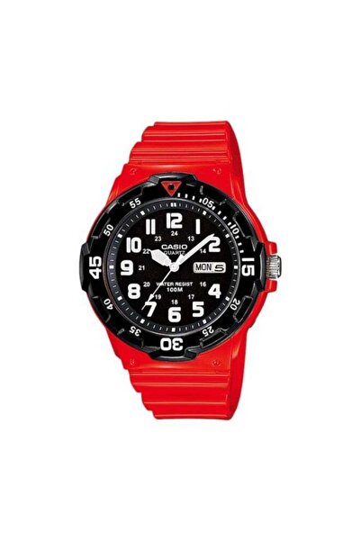 Casio MRW-200HC-4BVDF Men’s Sports Watch – Black Dial | Red Resin Strap & Red...