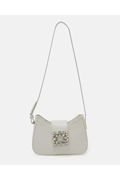 REDTAG حقيبة عابرة للجسم صغيرة بيضاء مزينة للنساء مع إغلاق فاخر