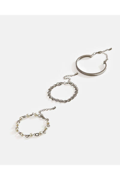 REDTAG طقم أساور فضية نسائية (3 قطع)