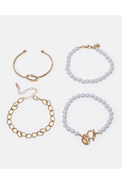 REDTAG طقم أساور ذهبية نسائية مكون من 4 قطع