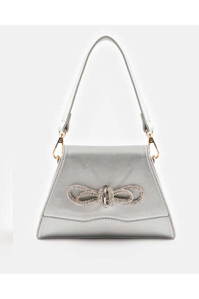 REDTAG Girls Silver Embellished Crossbody Bag