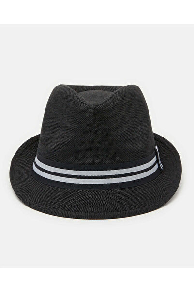 REDTAG Men Black Fedora Hats With Band