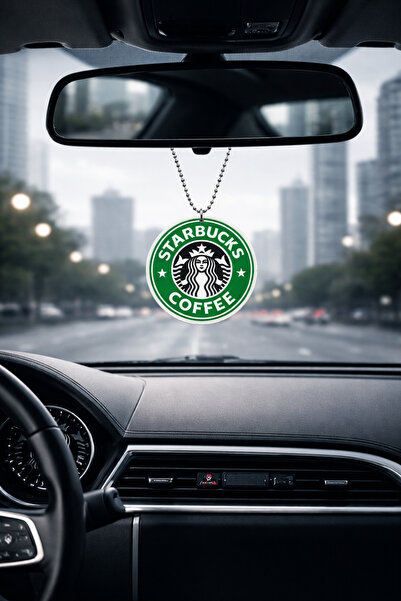 Nicevia Kahve Coffee Dikiz Aynası Süsü Kısa Zincirli Araç İçi Dekoratif Ayna ...