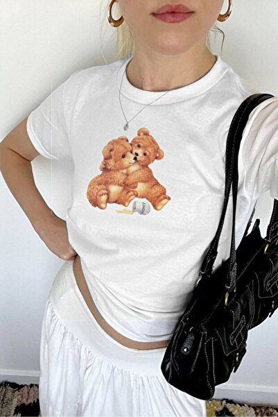 Bravebell Honey Bear Patterned Women Cropped