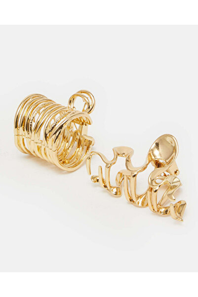 REDTAG طقم مشابك شعر معدنية ذهبية للنساء - قطعتان