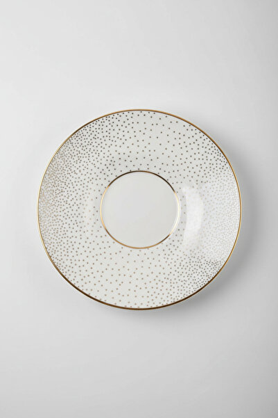 İpek Porselen 6 Kişilik Noktalı Altın Yaldızlı Çay Tabağı 12cm