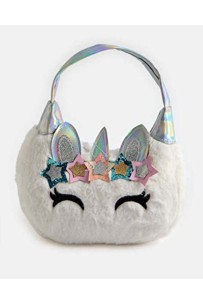 REDTAG Girls White Fur Unicorn Bag