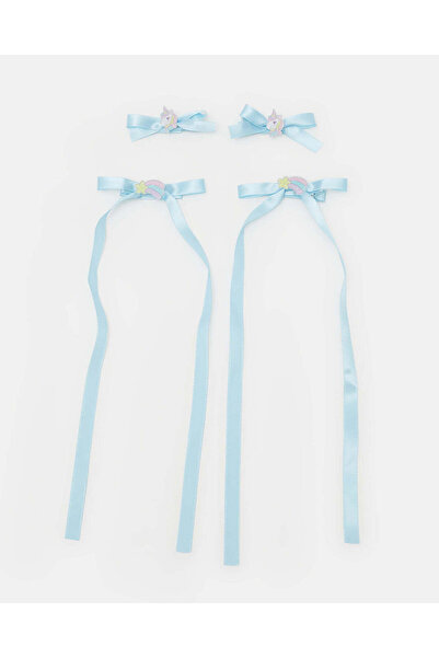 REDTAG Girls Blue Embellished Hair Clip Set (Pack of 4)