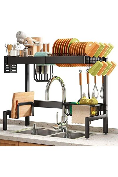 Arabest رف أطباق من الفولاذ المقاوم للصدأ يُعلق فوق الحوض، مزود بصينية تجميع ...