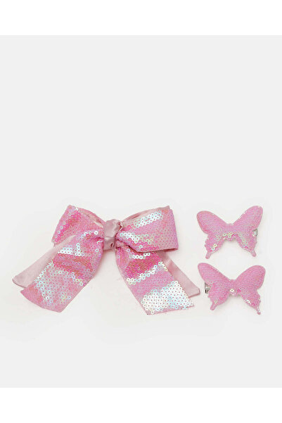 REDTAG Girls Pink Embellished Hair Clip Set (Pack of 3)
