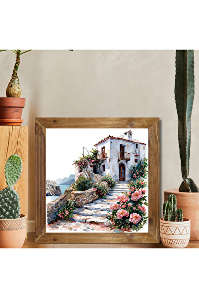 Tuba Decor Ξύλινο Τετράγωνο Πίνακας Ζωγραφικής με Πλαίσιο Ελλάδας