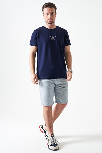 TENA Men's Blue Rope B Tie-Detail Five-Pocket Capri with Back Snap Closure